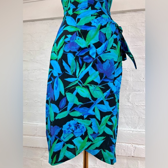 Vintage Byers Too 80’s Floral Strapless Dress Sweetheart Corset Tulip Side Tie - Picture 9 of 16